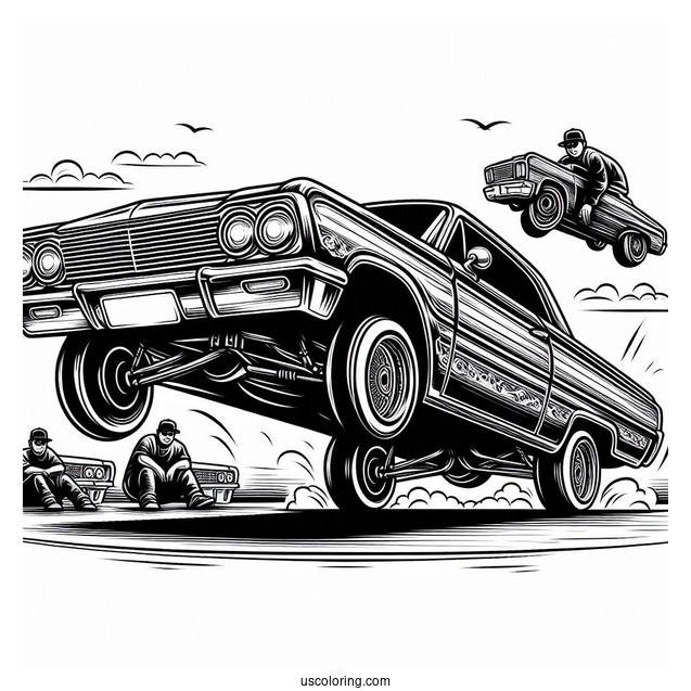 Front View Of Lowrider Coloring Page Hopping