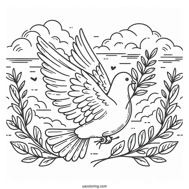 Peace Coloring Page Of Dove Carrying An Olive Branch