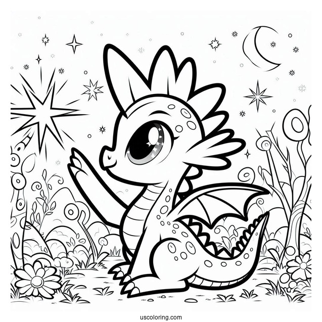 Coloring Sheet of Spike the Dragon for Preschoolers
