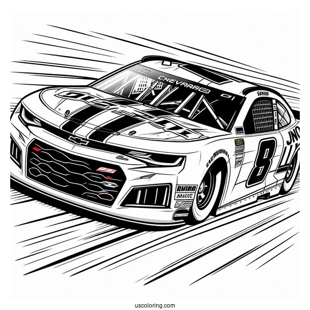 Dale JR Chevrolet Camaro NASCAR Coloring Page