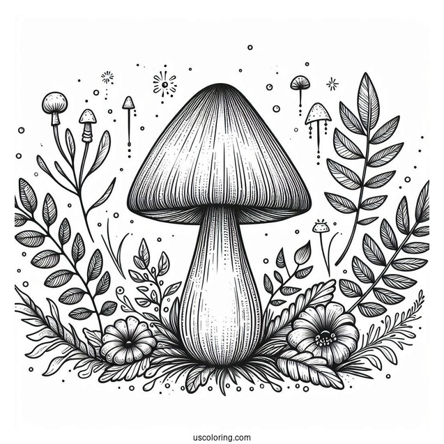 Fantastical Mushroom Coloring Page