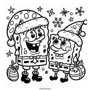 SpongeBob And Patrik Dressed Up As Santa For Christmas