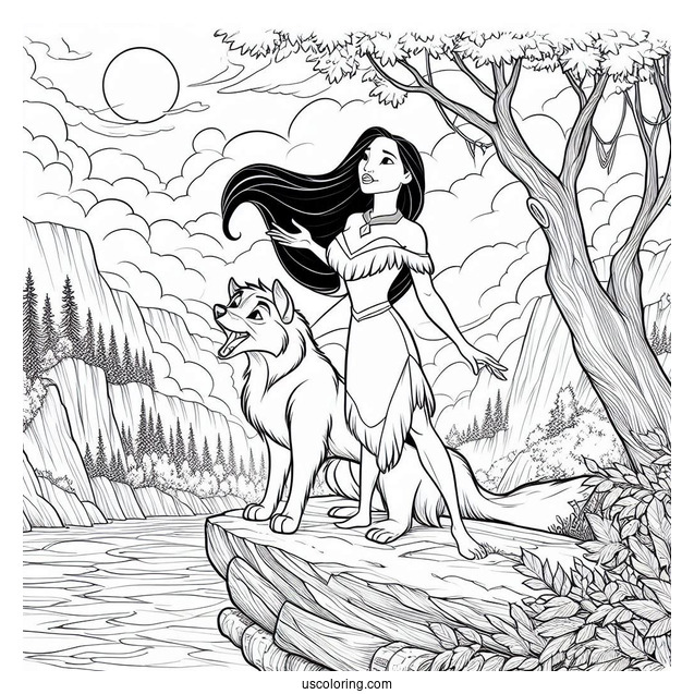 Pocahontas And Meeko On The Cliff
