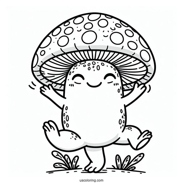 Mushroom Coloring Page Of Happy Toad Dancing Coloring Page For Kids