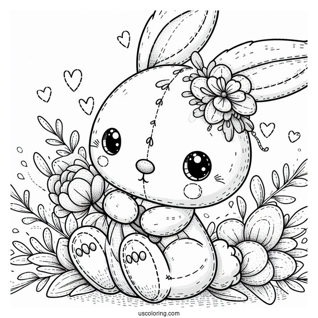 Stitch With His Arm Around A Rabbit Coloring Page