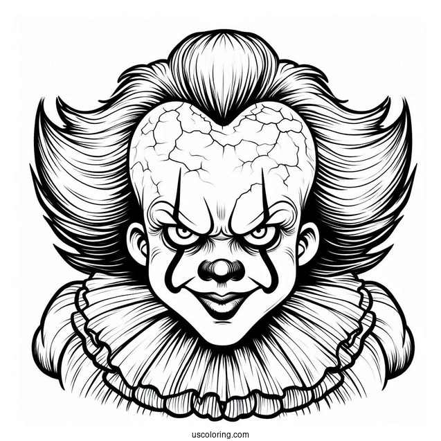 Grinning Pennywise Coloring Page For Kids