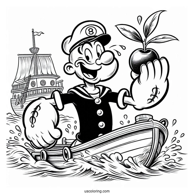 Popeye Coloring Page And Olive At Sea For Kids