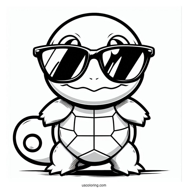 Squirtle Coloring Page Of Squad Member With Sunglasses