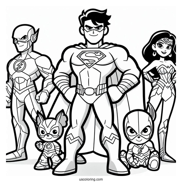 Cute Justice League Coloring Page Cartoon For Preschoolers