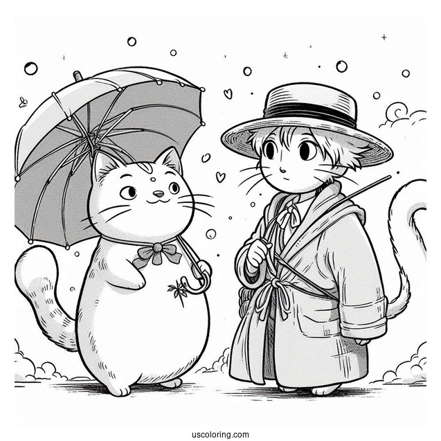 Studio Ghibli Coloring Page of The Cat Returns Haru And The Baron