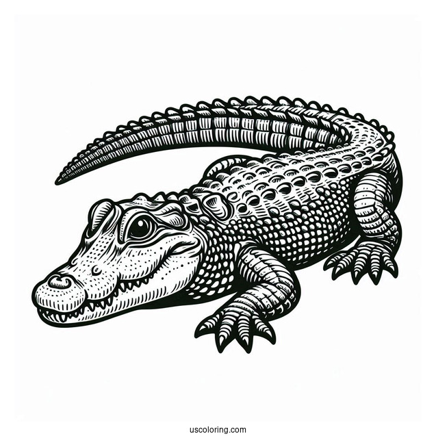Simple Outline Of a Freshwater Crocodile To Color
