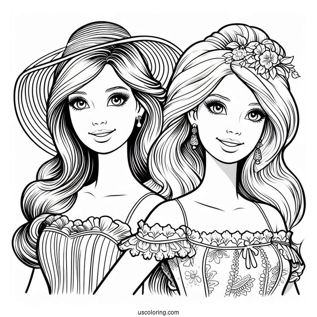 Barbie And Sister Kelly Coloring Page