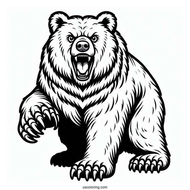 Bear Coloring Page With Sharp Teeth And Claws