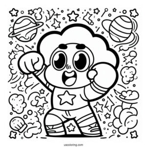 Steven Universe Coloring Page Of Kawaii Steven Universe Punching Air For Preschoolers