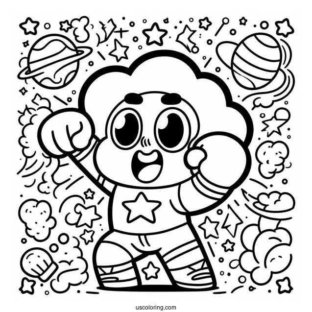 Steven Universe Coloring Page Of Kawaii Steven Universe Punching Air For Preschoolers