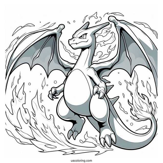 Mega Charizard X Coloring Page