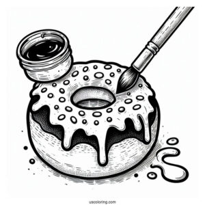 Painter Donut Coloring Page Sketching A Donut