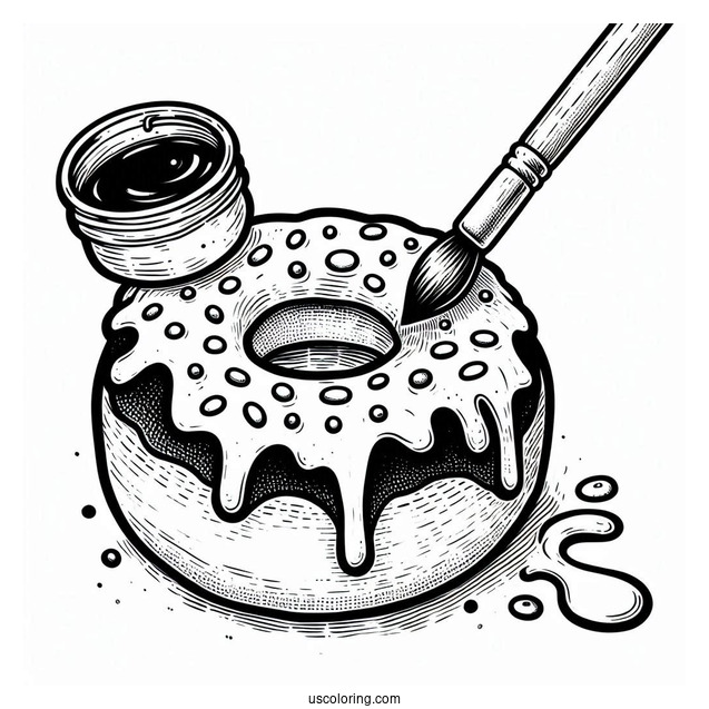Painter Donut Coloring Page Sketching A Donut