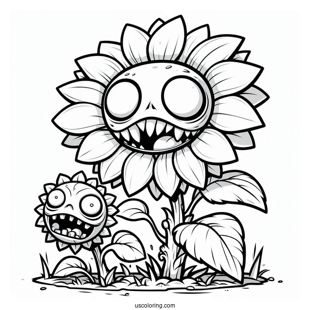 Plants Vs Zombies Sunflower Coloring Page