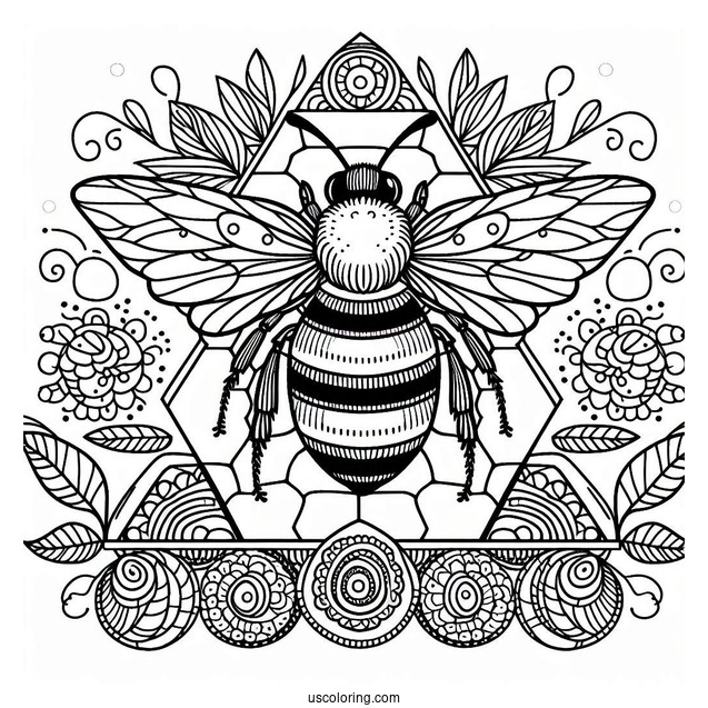 Bumblebee On Hive Pattern Coloring Page