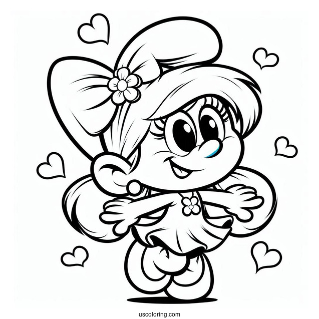 Coloring Sheet Of Cute Sassette Smurfling