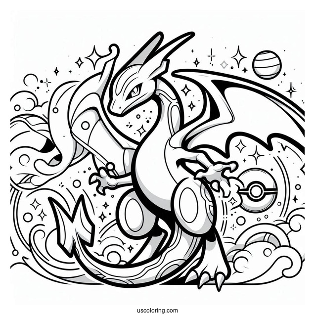 Rayquaza Coloring Page Charizard Mix