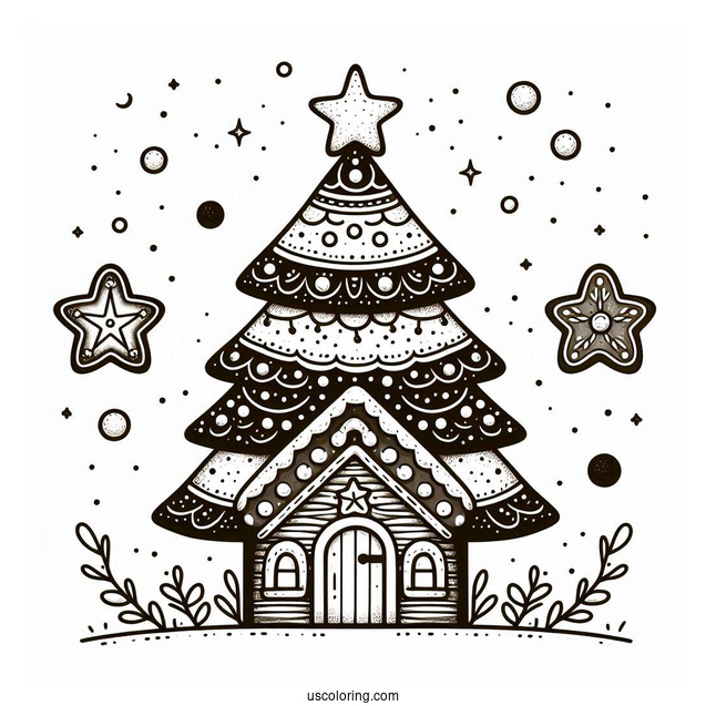 Christmas Tree With Gingerbread House