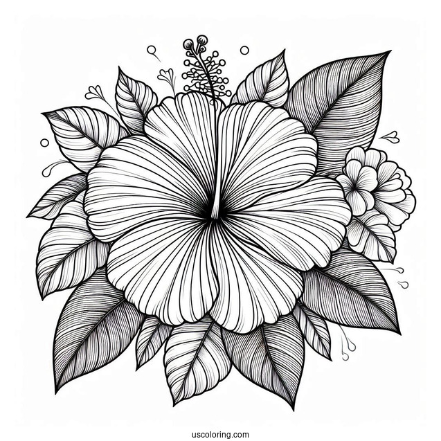 Curved Hibiscus Flower Mandala Coloring Page