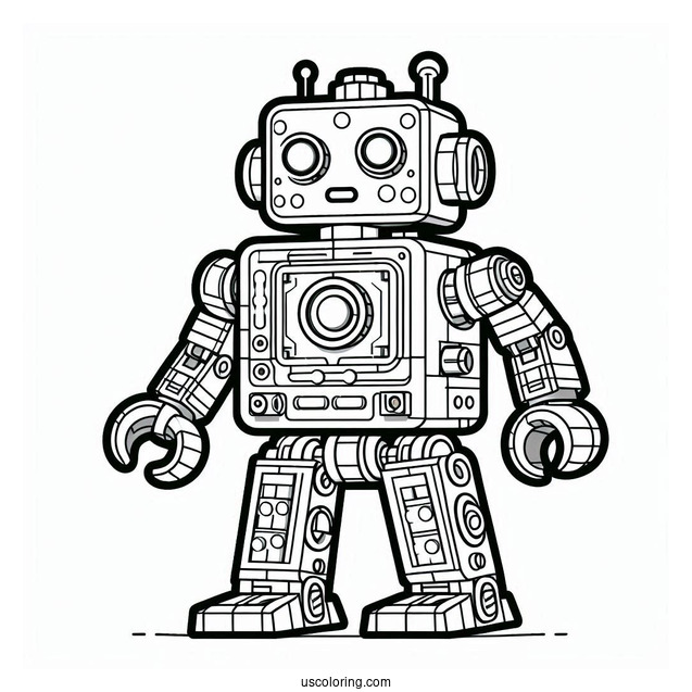 Simple Lego Robot Coloring Page For Kids