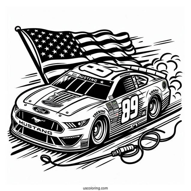 NASCAR Coloring Page Ford Mustang Racing For Kids