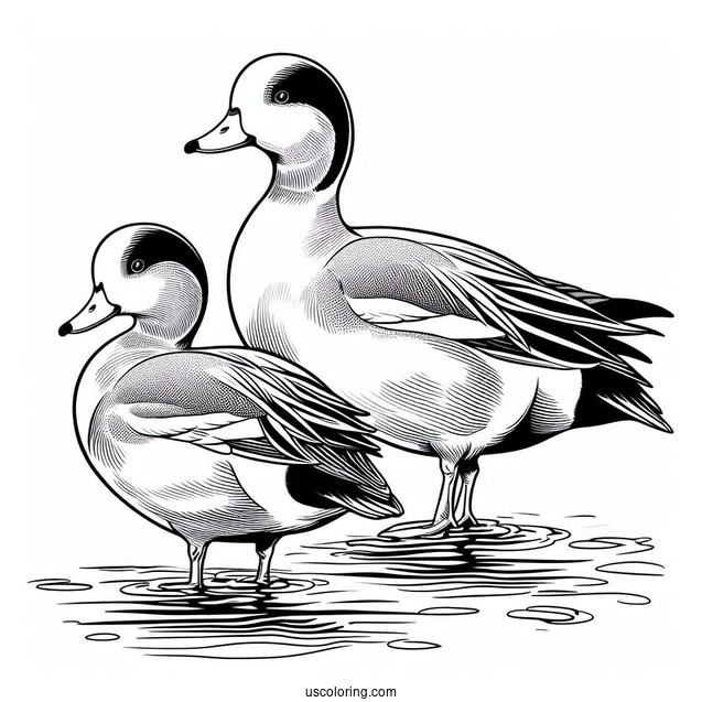 Two American Wigeon Ducks