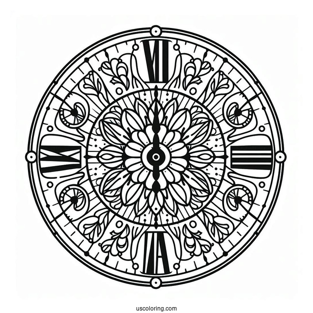 Clock Coloring Page With Different Segments