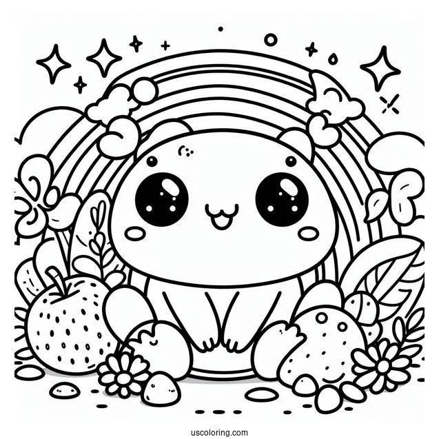 Cute Kawaii Frog Coloring Sheet