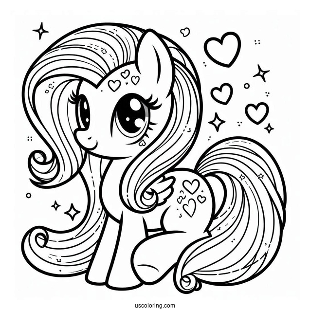 Easy Fluttershy Pony With Hearts and Stars