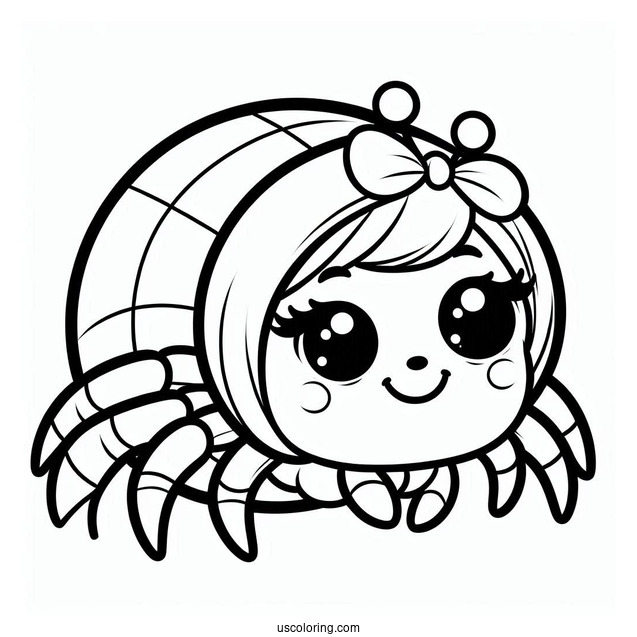 Cute Cartoon Spider Coloring Page For Kids