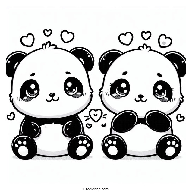 Two Cute Kawaii Pandas