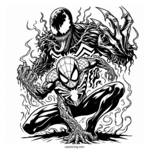 Spider-Man Fighting Carnage Coloring Page