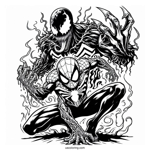 Spider-Man Fighting Carnage Coloring Page