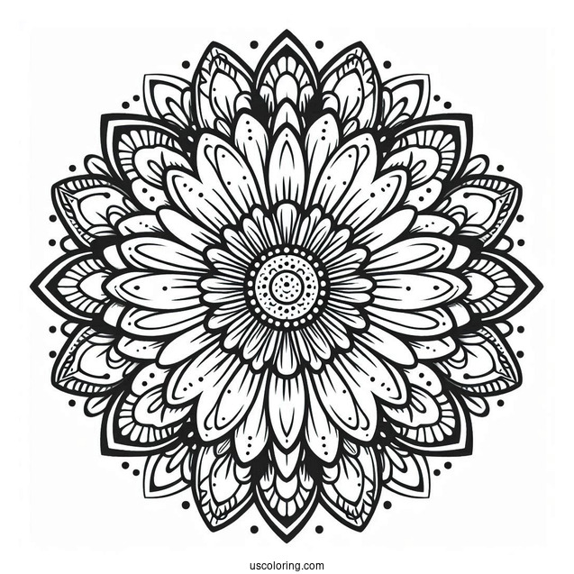Flower Coloring Pages Of Intricate Daisy Mandala