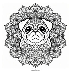Pug Mandala Coloring Sheet
