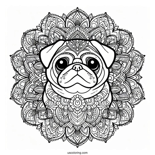 Pug Mandala Coloring Sheet