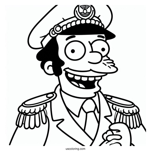 Simpsons Coloring Pages Of Easy Grinning Captain McCallister For Kids