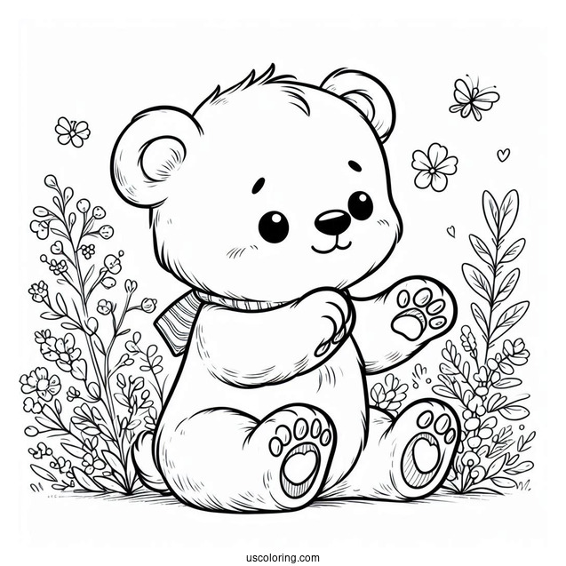 Cute Baby Polar Bear With Paw Up