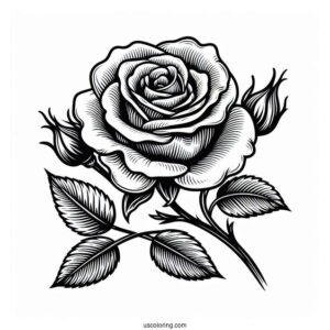 Simple Single Rose To Color