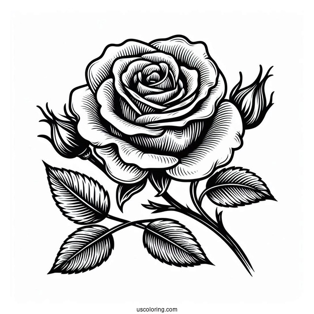 Simple Single Rose To Color