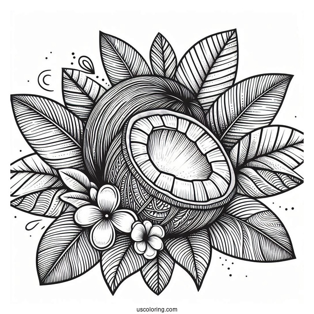 Detailed Coconut Coloring Page Mandala