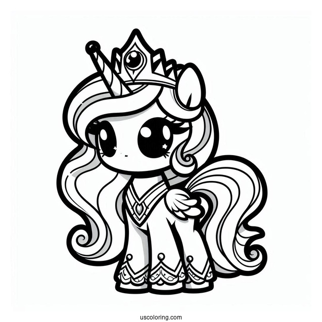 Chibi Princess Celestia Coloring Page For Kids