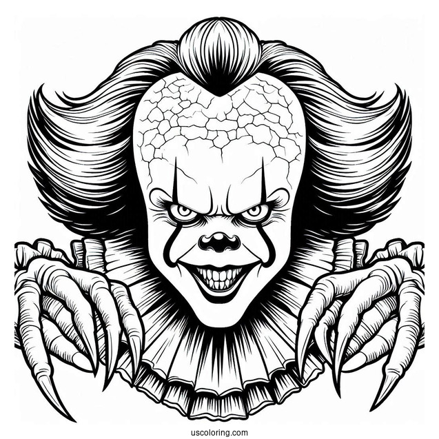 Pennywise With Sharp Claws Coloring Page