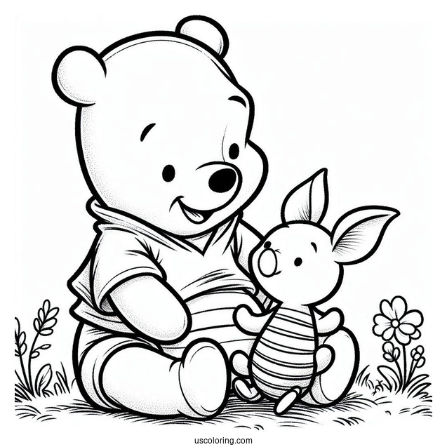 Baby Winnie The Pooh With Piglet Coloring Pages For Kids
