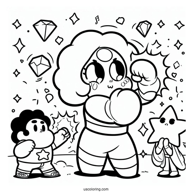Steven Universe Coloring Page Of Kawaii Steven Universe Punching Air For Preschoolers
